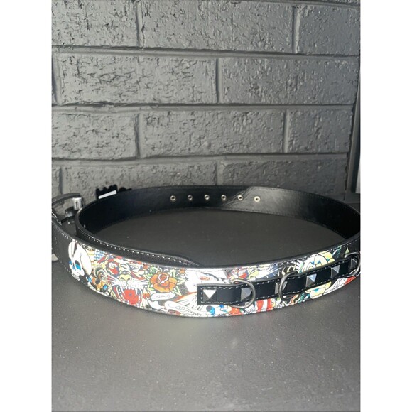 NWT ED HARDY studded skull belt Sz 36 - Picture 2 of 5